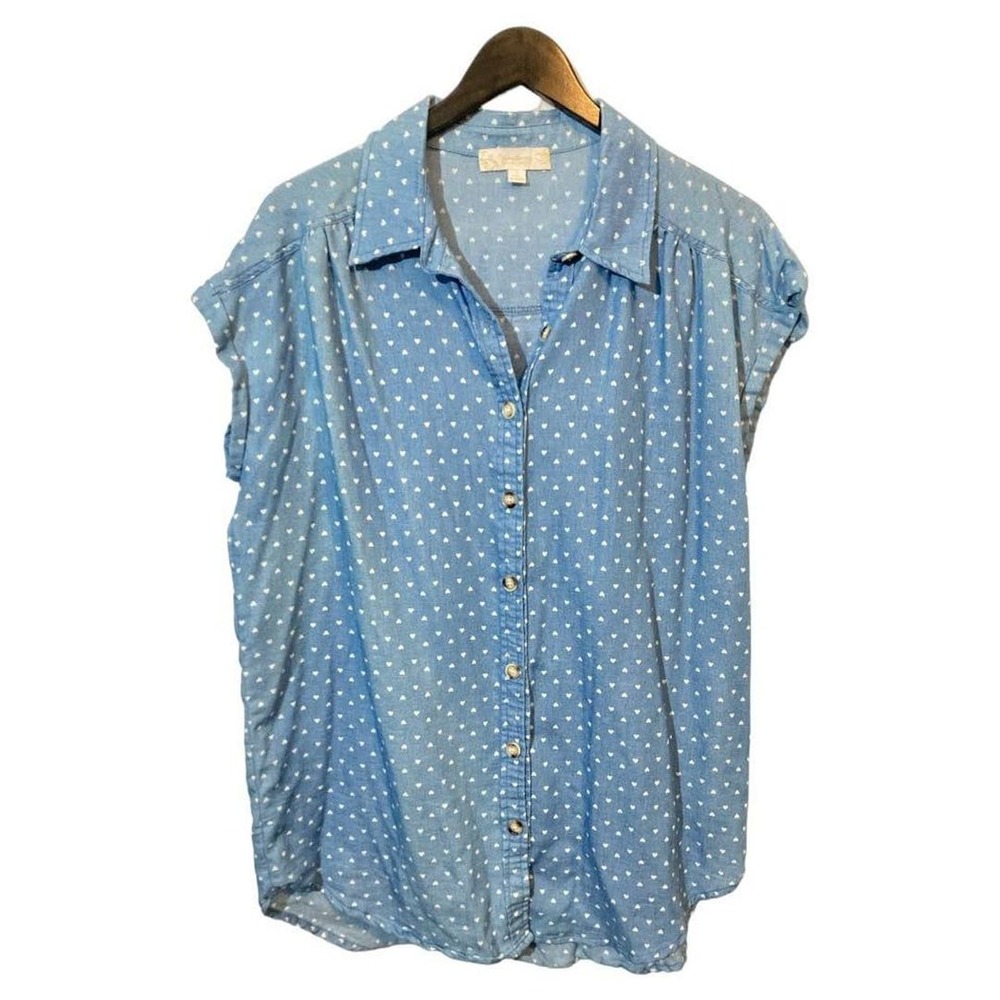 Oversized long hearts button down shirt Small